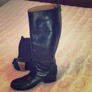 Frye black leather extended calf boot
